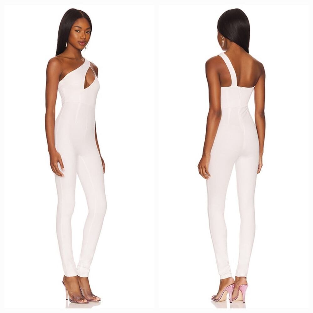 Superdown Tiasha Asymmetrical Jumpsuit in White Small